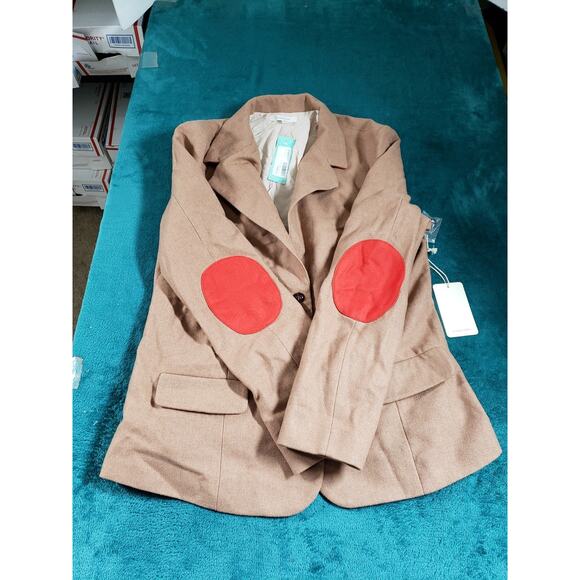 41Hawthorn Blazer Size Large Womens Beige Two Button Elbow Patches Ladies NWT - Picture 7 of 10
